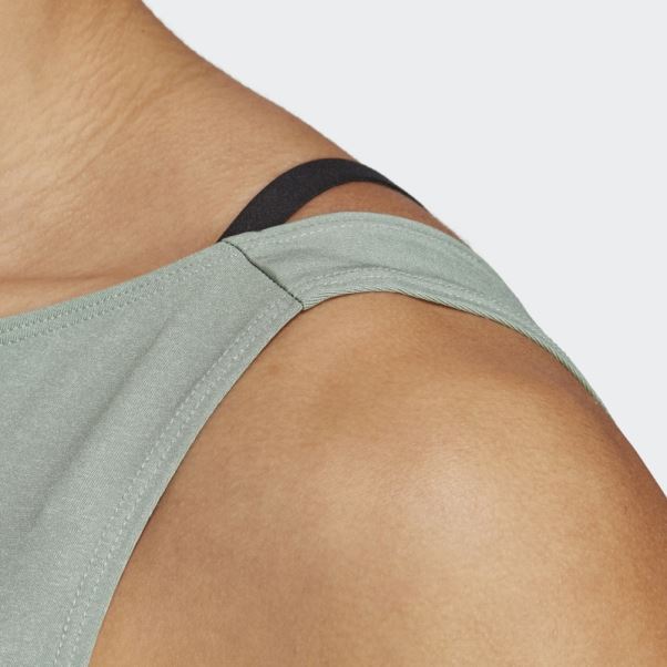 Débardeur Court Adidas Yoga Studio Vert Argent