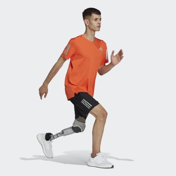 Propre Le T-shirt De Course Adidas Orange
