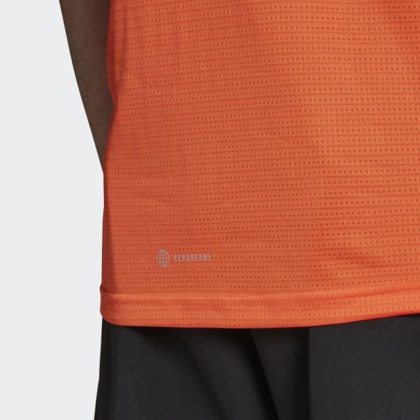 Propre Le T-shirt De Course Adidas Orange