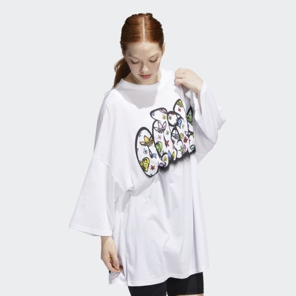 Jeremy Scott Tee Robe Adidas Blanc
