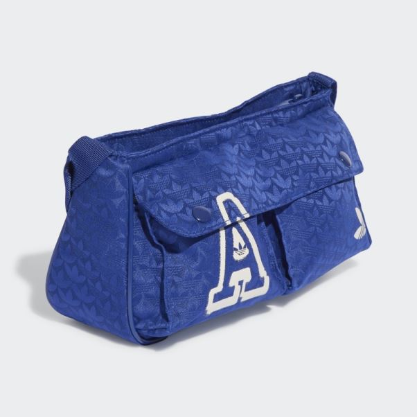 Adidas Trèfle Jacquard Monogramme Mini Sac De Ligne Bleu Victoire