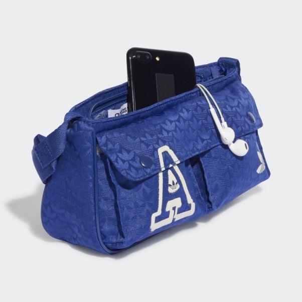 Adidas Trèfle Jacquard Monogramme Mini Sac De Ligne Bleu Victoire