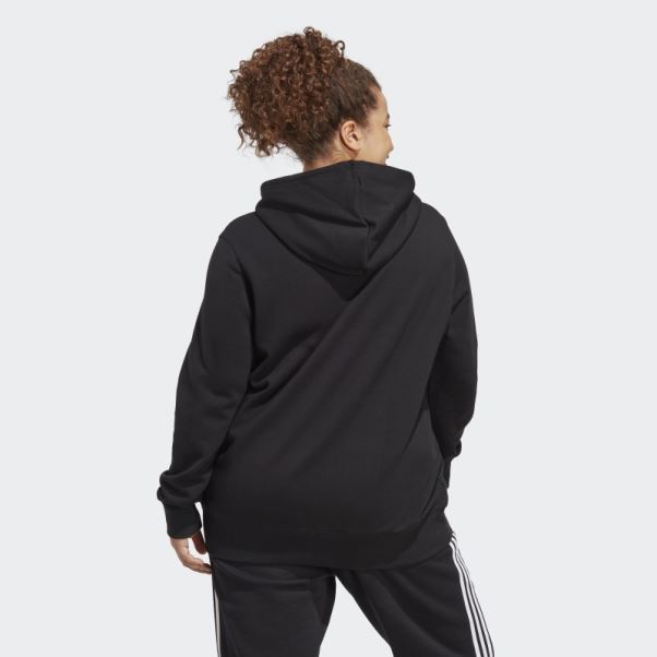 Sweat à Capuche Regular En Molleton à Gros Logo Essentials Noir (taille Plus) Adidas