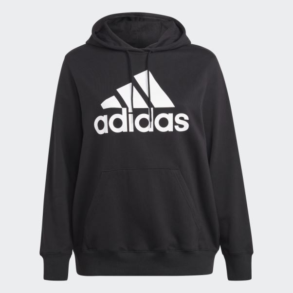 Sweat à Capuche Regular En Molleton à Gros Logo Essentials Noir (taille Plus) Adidas