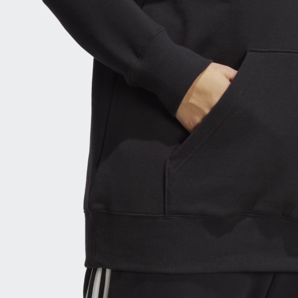 Sweat à Capuche Regular En Molleton à Gros Logo Essentials Noir (taille Plus) Adidas