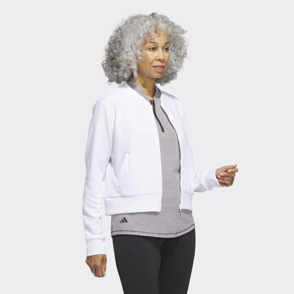 Blouson Aviateur De Golf En Maille Adidas Blanc Mode
