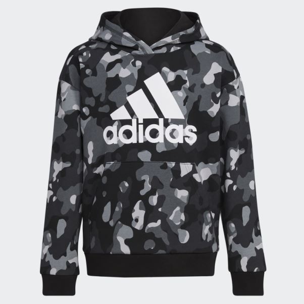 Sweat à Capuche Imprimé Camouflage Noir Adidas