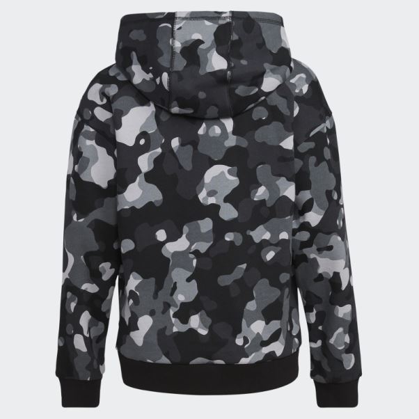 Sweat à Capuche Imprimé Camouflage Noir Adidas