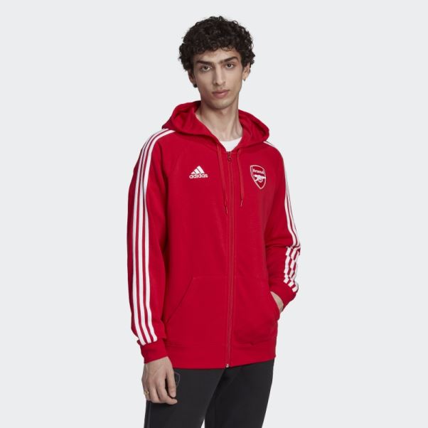 Arsenal Dna 3-stripes Sweat à Capuche Zippé écarlate Adidas