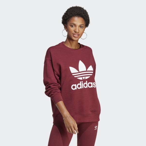 Sweat Adidas Trèfle Crew Rouge élégant