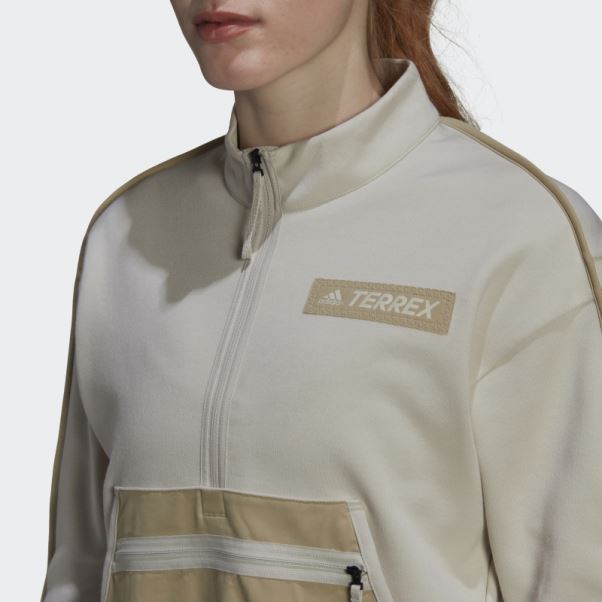 Sweat-shirt Couche Intermédiaire à Poche Demi-zip Randonnée Terrex Adidas Aluminium