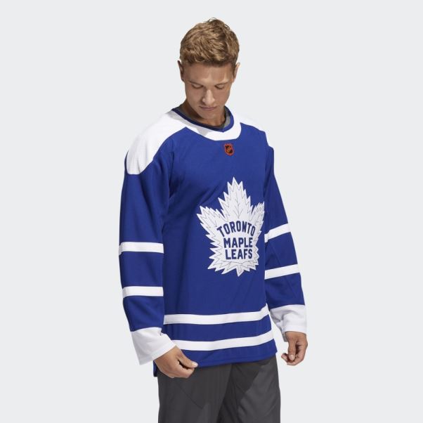Royal 08 Ccm-sld Adidas Maple Leafs Authentique Reverse Retro Wordmark Jersey