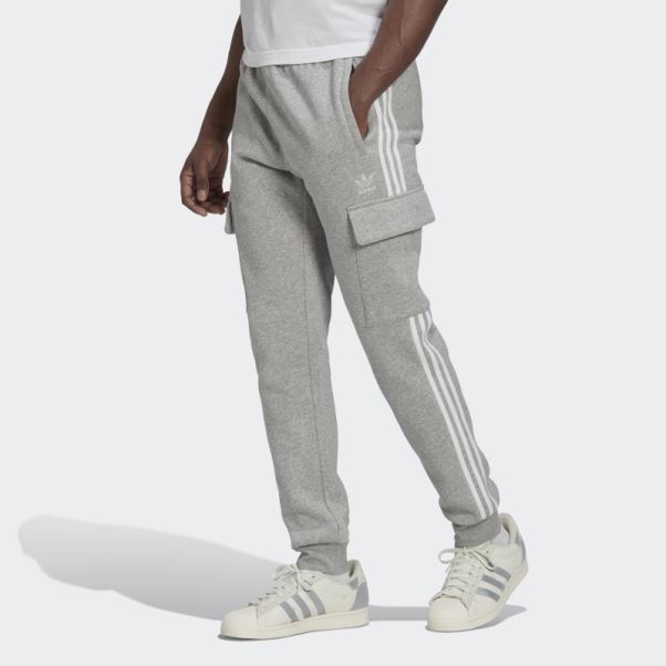 Pantalon Slim Cargo Adidas Adicolor 3-stripes Gris Moyen