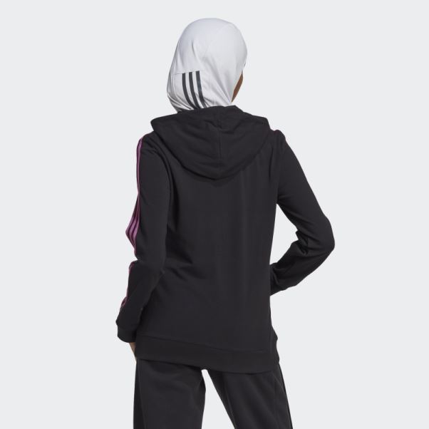 Sweat à Capuche Zippé Adidas Essentials 3 Bandes Noir