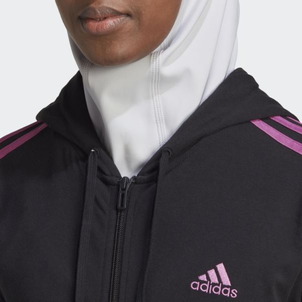 Sweat à Capuche Zippé Adidas Essentials 3 Bandes Noir