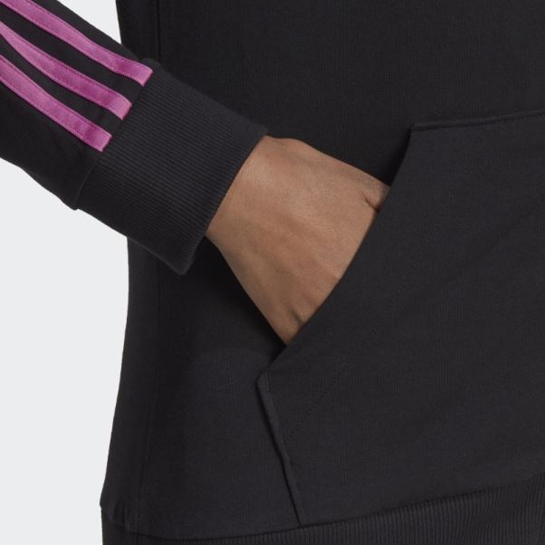 Sweat à Capuche Zippé Adidas Essentials 3 Bandes Noir