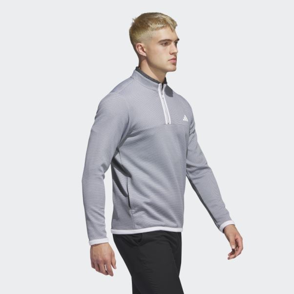 Pull De Golf 1/4 Zip Microdot Blanc Adidas