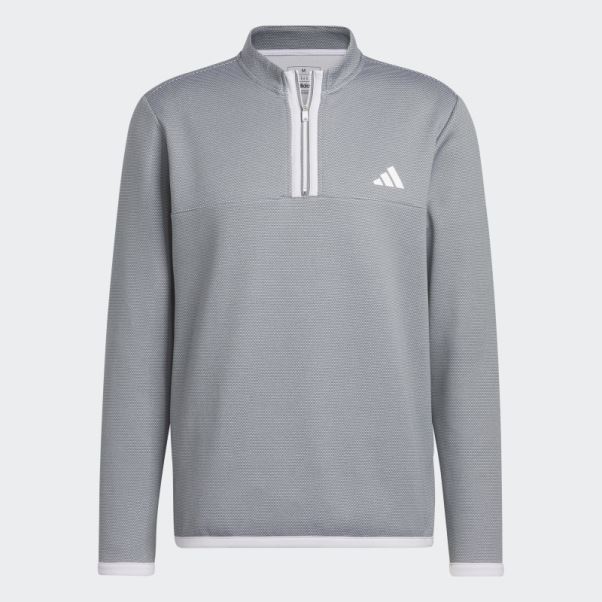 Pull De Golf 1/4 Zip Microdot Blanc Adidas