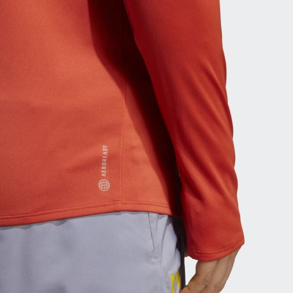 T-shirt Manches Longues Marathon De Boston 2023 Adidas Rouge