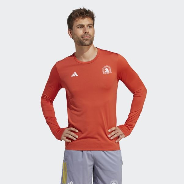 T-shirt De Course à Manches Longues Rouge Boston Marathon 2023 Adidas