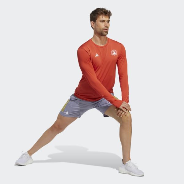 T-shirt De Course à Manches Longues Rouge Boston Marathon 2023 Adidas