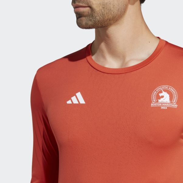 T-shirt De Course à Manches Longues Rouge Boston Marathon 2023 Adidas