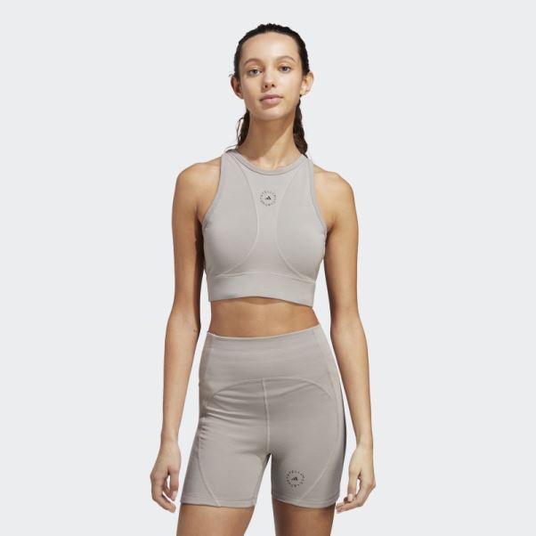 Adidas By Stella Mccartney Truestrength Yoga Crop Top Colombe Gris Chaud