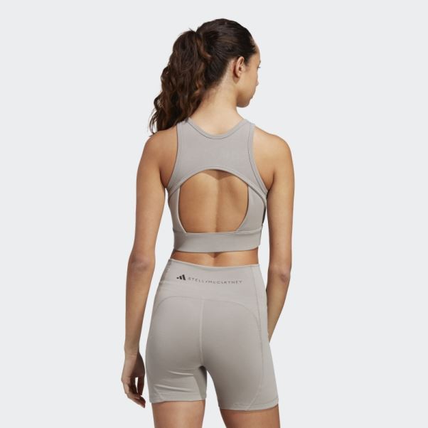 Adidas By Stella Mccartney Truestrength Yoga Crop Top Colombe Gris Chaud