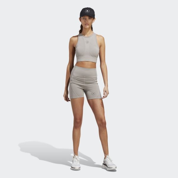 Adidas By Stella Mccartney Truestrength Yoga Crop Top Colombe Gris Chaud