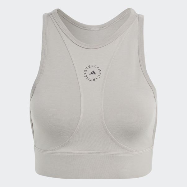 Adidas By Stella Mccartney Truestrength Yoga Crop Top Colombe Gris Chaud