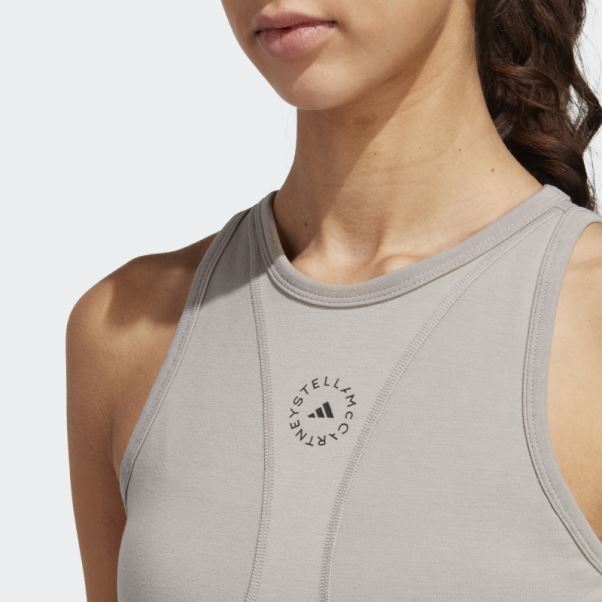 Adidas By Stella Mccartney Truestrength Yoga Crop Top Colombe Gris Chaud