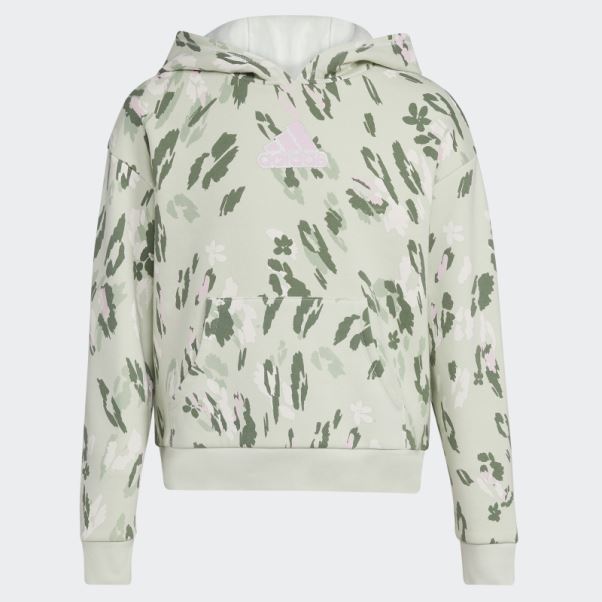 Pull à Capuche En Polaire Imprimé Allover (taille Allongée) Vert Adidas