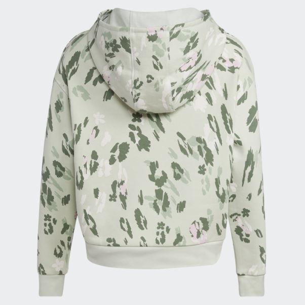 Pull à Capuche En Polaire Imprimé Allover (taille Allongée) Vert Adidas