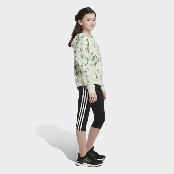 Pull à Capuche En Polaire Imprimé Allover (taille Allongée) Vert Adidas