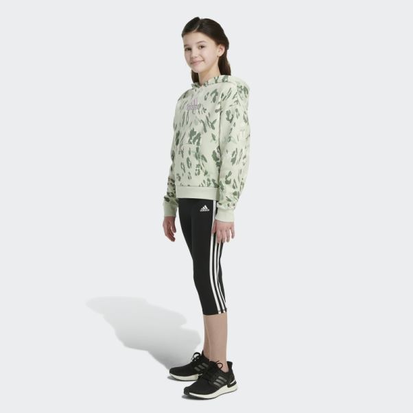 Pull à Capuche En Polaire Imprimé Allover (taille Allongée) Vert Adidas