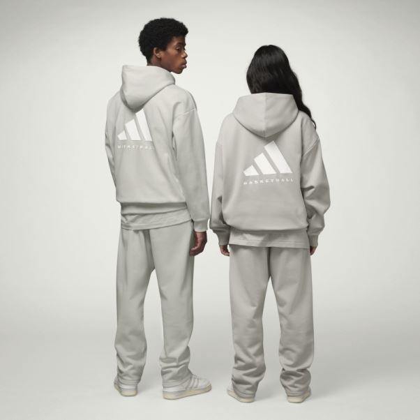 Sweat à Capuche Adidas Basketball Gris Métallisé