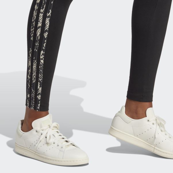 Legging Noir Imprimé 3 Bandes Adidas