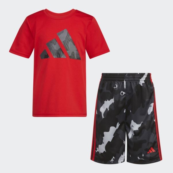 Poly Tee Camo Aop Short écarlate Adidas
