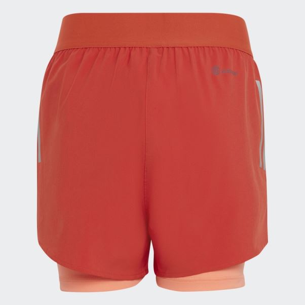Adidas Short Tissé Deux En Un Aeroready Rouge