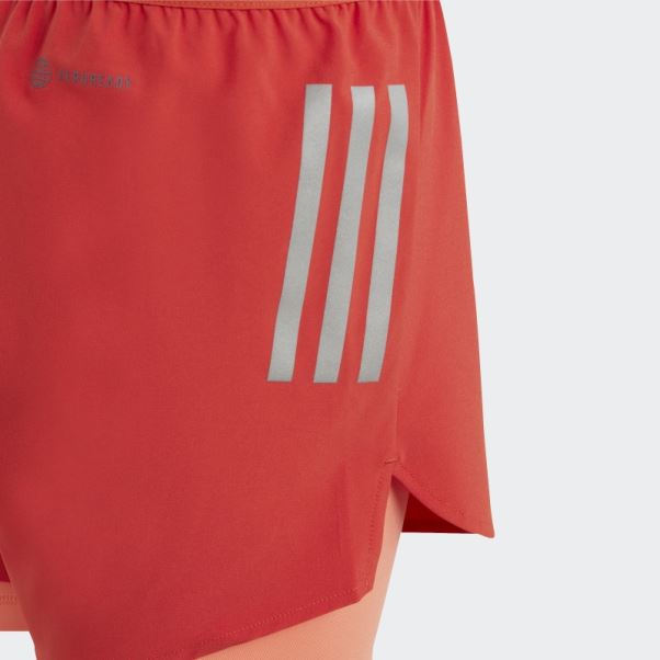 Adidas Short Tissé Deux En Un Aeroready Rouge