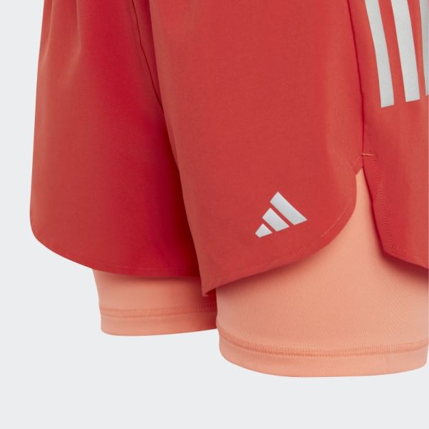 Adidas Short Tissé Deux En Un Aeroready Rouge