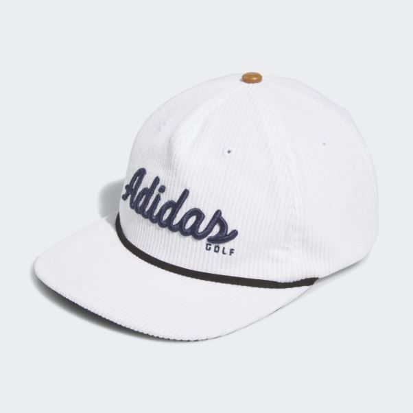 Casquette à Cinq Panneaux Adidas En Cuir Velours Côtelé Blanc