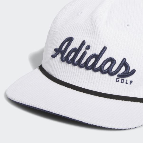 Casquette à Cinq Panneaux Adidas En Cuir Velours Côtelé Blanc