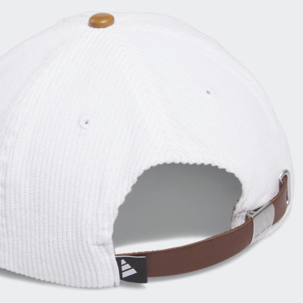 Casquette à Cinq Panneaux Adidas En Cuir Velours Côtelé Blanc