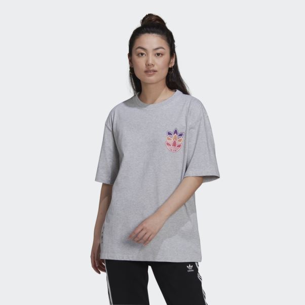 Tee Shirt Logo Play Adidas Gris Clair Chiné