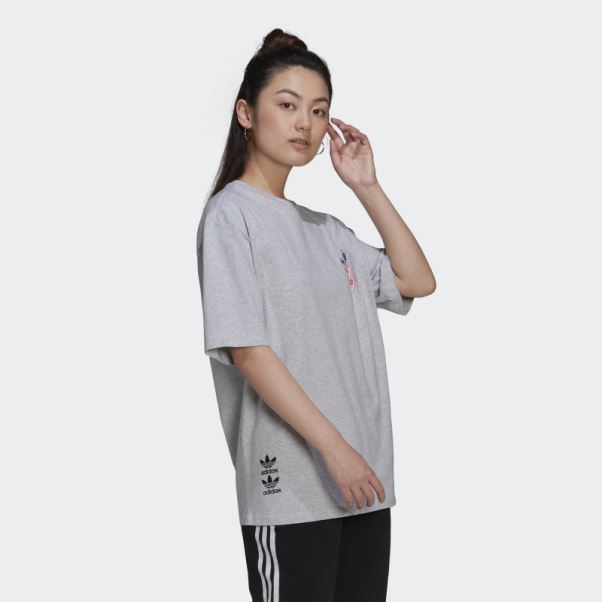 Tee Shirt Logo Play Adidas Gris Clair Chiné