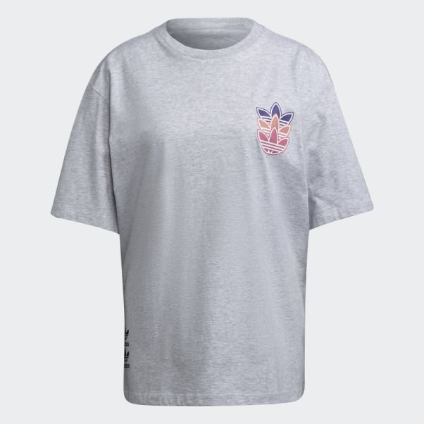 Tee Shirt Logo Play Adidas Gris Clair Chiné