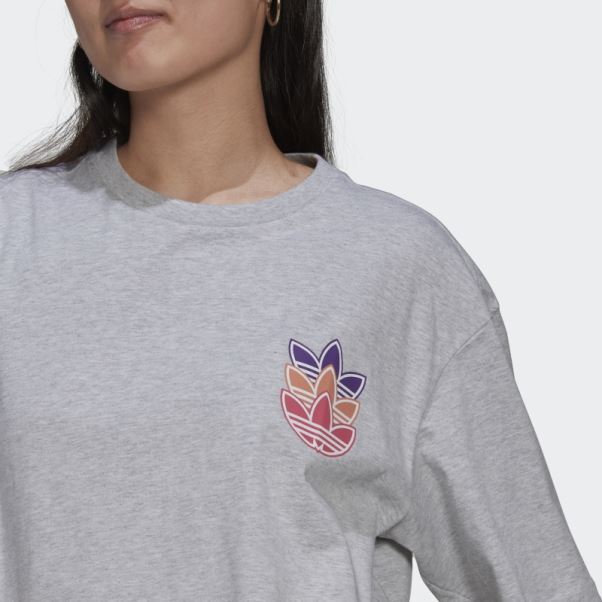 Tee Shirt Logo Play Adidas Gris Clair Chiné