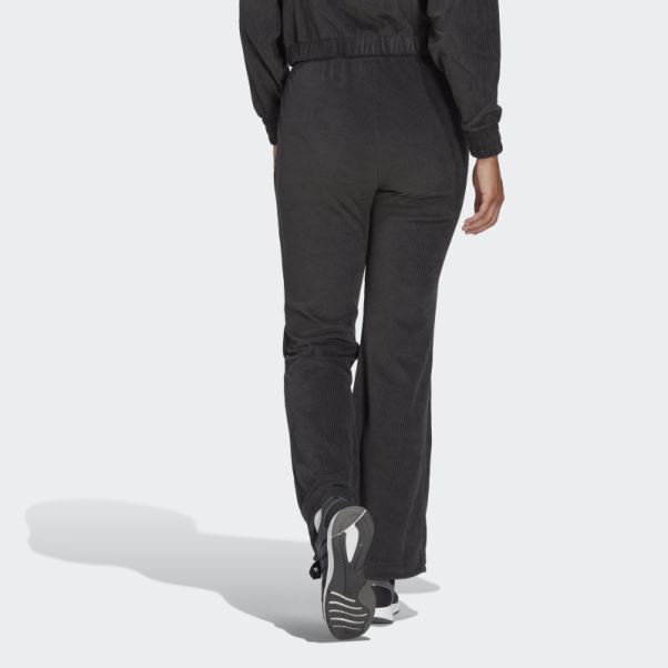 Pantalon évasé En Velours Côtelé Adidas Hyperglam Noir