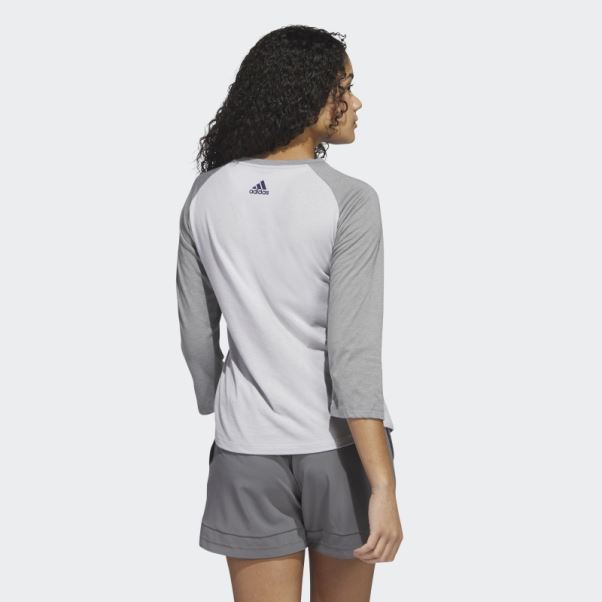 T-shirt De Baseball à Manches 3/4 Adidas Gris